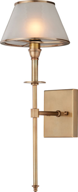 Currey & Company 5500-0066 Ronaldo Contemporary Antique Brass / Frosted Outdoor Wall Light Sconce 
