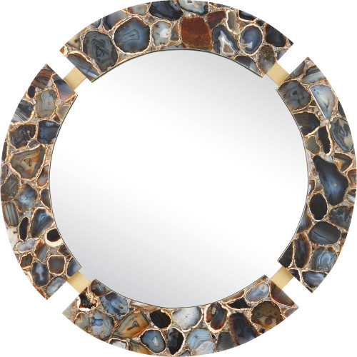 Currey & Company 1000-0184 Malaga Modern Natural Black / Satin Brass Wall Mirror 