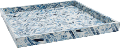 Currey & Company 1200-1136 Chance Blue / Natural White Blue Square Tray 