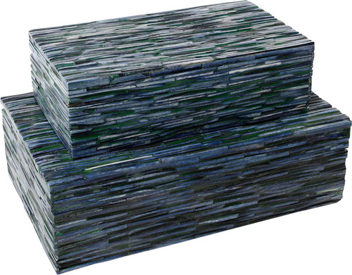Currey & Company 1200-1121 Perseus Green / Blue Blue Box (set of 2) 