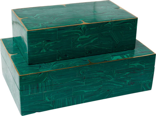 Currey & Company 1200-1122 Orin Green / Brushed Brass Green Box (set of 2) 
