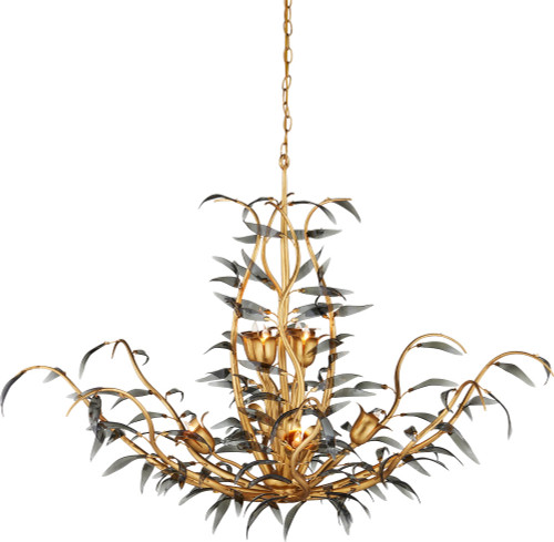 Currey & Company 9000-1437 Odile Contemporary Black / Contemporary Gold Leaf / Contemporary Gold Drop Ceiling Light Fixture 