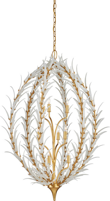 Currey & Company 9000-1438 Leda Modern Antique Gold Leaf / Antique Gold / White Pendant Hanging Light 