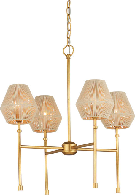 Currey & Company 9000-1470 Francie Contemporary Antique Gold Leaf / Natural Chandelier Light 