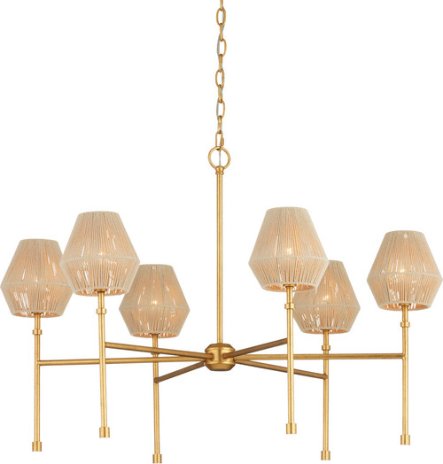 Currey & Company 9000-1471 Francie Modern Antique Gold Leaf / Natural Lighting Chandelier 
