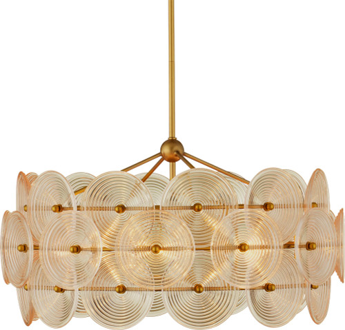 Currey & Company 9000-1460 Whirlwind Modern Pale Yellow / Brass Chandelier Lamp 