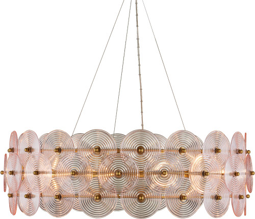 Currey & Company 9000-1461 Whirlwind Contemporary Pale Pink / Brass Chandelier Light 