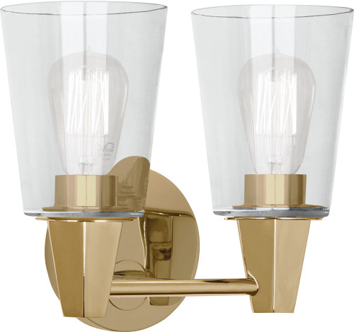 Robert Abbey 255C Wheatley Contemporary Modern Brass 2-Light Vanity Lighting 