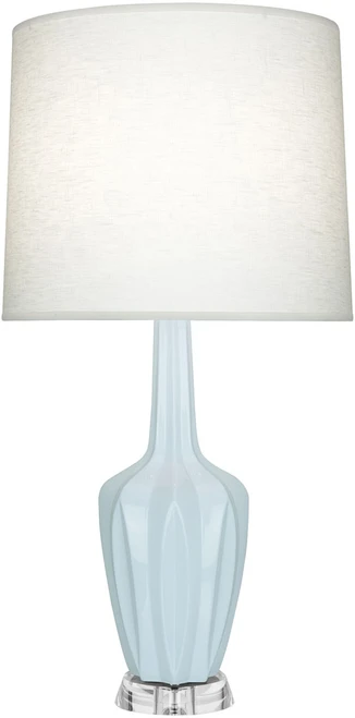 Robert Abbey EMMA-BABY-BLUE-ACCENT-LAMP Emma Modern Baby Blue Glazed Ceramic Table Light 