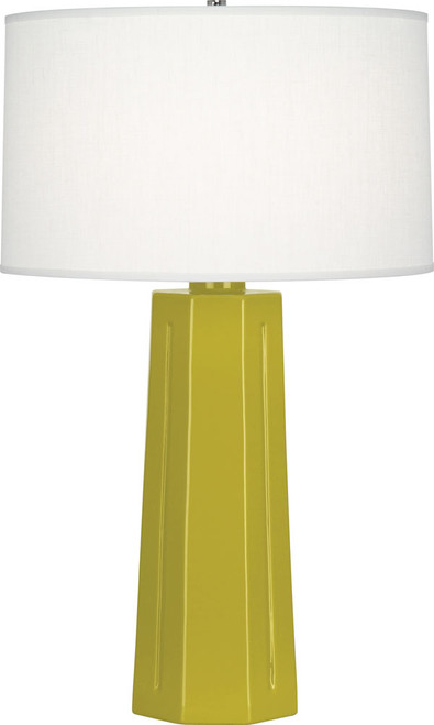 Robert Abbey CI960 Mason Contemporary Citron Glazed Ceramic Table Top Lamp 
