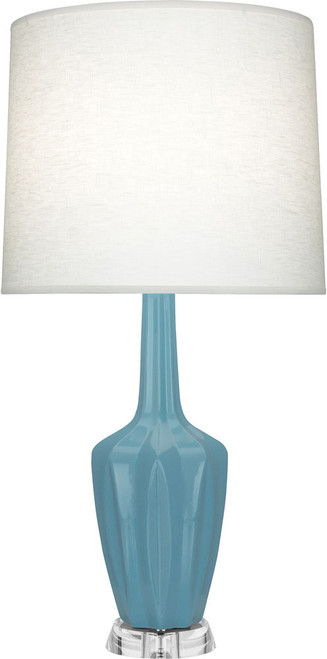 Robert Abbey EMMA-STEEL-BLUE-TABLE-LAMP Emma Contemporary Steel Blue Glazed Ceramic Lighting Table Lamp 
