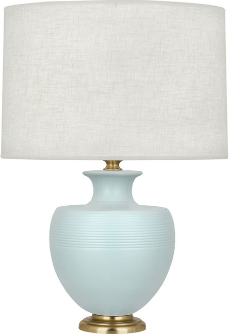 Robert Abbey MATTE-SKY-BLUE-ATLAS-TABLE-LAMP Atlas Modern Matte Sky Blue Glazed Ceramic Lighting Table Lamp 