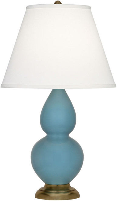 Robert Abbey DOUBLE-STEEL-BLUE-PEARL-ACCENT-LAMP Double Gourd Contemporary Steel Blue Glazed Ceramic Table Lamp 