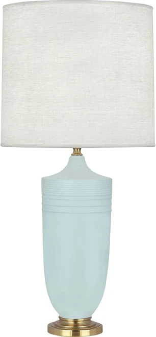 Robert Abbey MATTE-SKY-BLUE-HADRIAN-TABLE-LAMP Hadrian Contemporary Matte Sky Blue Glazed Ceramic Table Lamp Lighting 