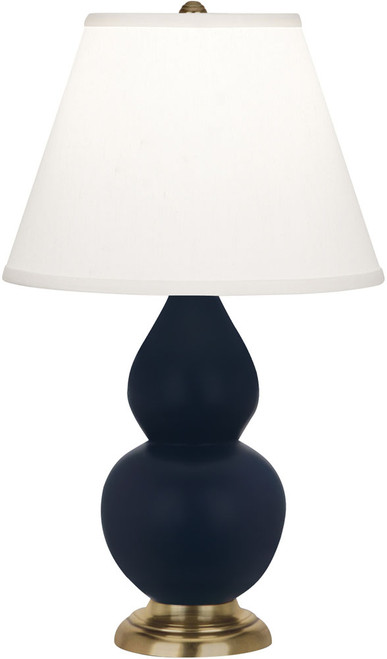 Robert Abbey MATTE-MIDNIGHT-BLUE-DOUBLE-PEARL-ACCENT-LAMP Double Gourd Contemporary Matte Midnight Blue Glazed Ceramic Table Lamp 