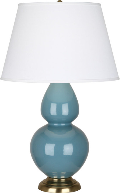 Robert Abbey DOUBLE-STEEL-BLUE-PEARL-TABLE-LAMP Double Gourd Modern Steel Blue Glazed Ceramic Table Lamp 