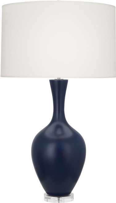 Robert Abbey MMB80 Audrey Contemporary Matte Midnight Blue Glazed Ceramic Table Top Lamp 