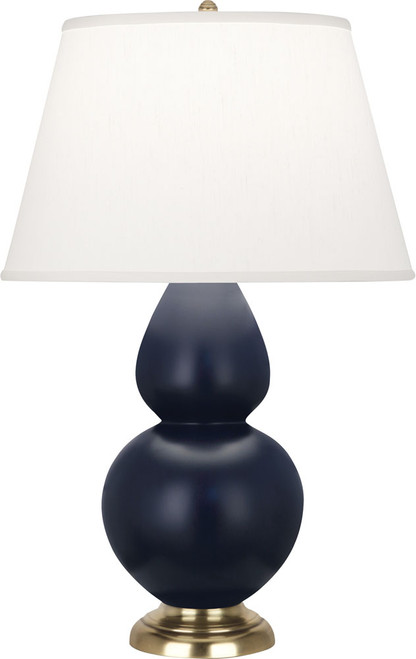 Robert Abbey MATTE-MIDNIGHT-BLUE-DOUBLE-PEARL-TABLE-LAMP Double Gourd Modern Matte Midnight Blue Glazed Ceramic Table Top Lamp 