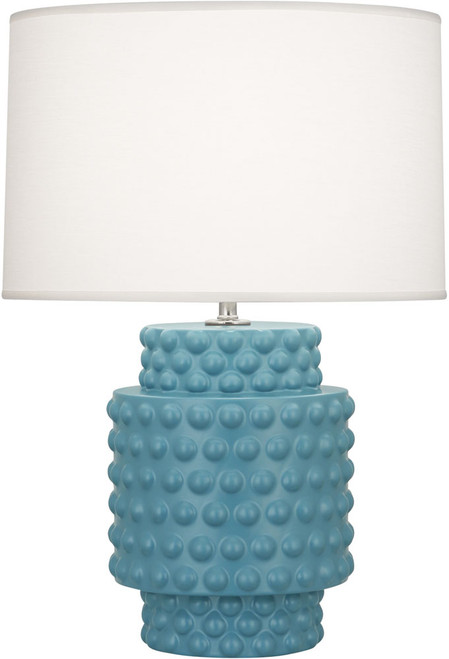 Robert Abbey MOB09 Dolly Modern Matte Steel Blue Glazed Textured Ceramic Lighting Table Lamp 