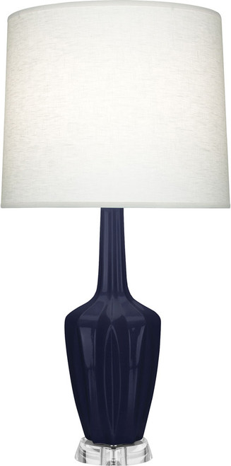 Robert Abbey MIDNIGHT-EMMA-BLUE-TABLE-LAMP Emma Modern Midnight Blue Glazed Ceramic Table Lamp 