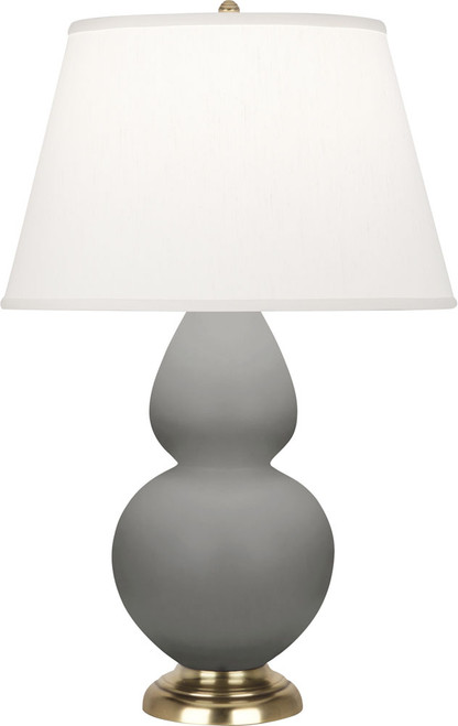 Robert Abbey MATTE-SMOKEY-TAUPE-DOUBLE-PEARL-TABLE-LAMP Double Gourd Contemporary Matte Smokey Taupe Glazed Ceramic Lighting Table Lamp 