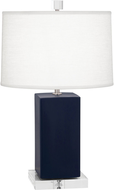 Robert Abbey MMB90 Harvey Contemporary Matte Midnight Blue Glazed Ceramic Table Light 