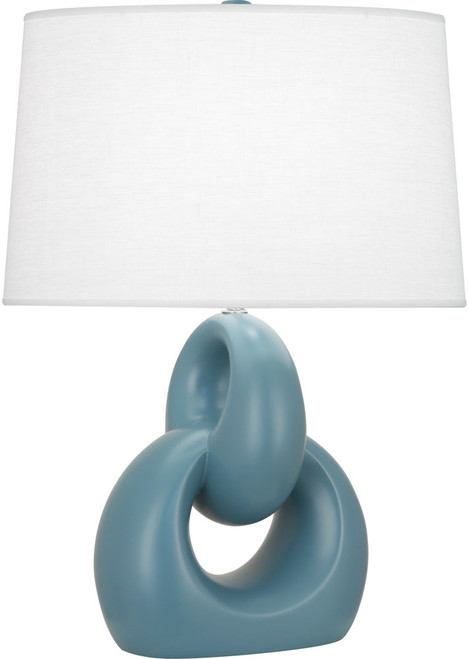 Robert Abbey MOB81 Fusion Modern Matte Steel Blue Glazed Ceramic Lighting Table Lamp 