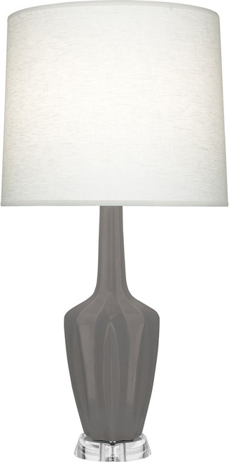 Robert Abbey MATTE-SMOKEY-TAUPE-EMMA-TABLE-LAMP Emma Contemporary Matte Smokey Taupe Glazed Ceramic Table Lamp Lighting 
