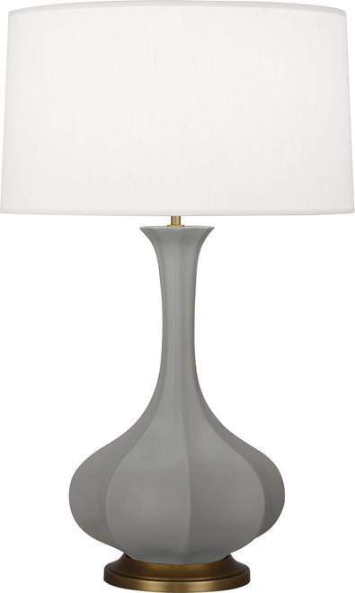 Robert Abbey MATTE-SMOKEY-TAUPE-PIKE-PEARL-TABLE-LAMP Pike Contemporary Matte Smokey Taupe Glazed Ceramic Side Table Lamp 