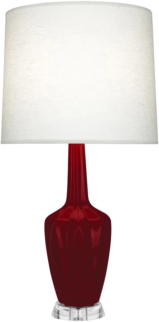 Robert Abbey EMMA-SANGRIA-ACCENT-LAMP Emma Contemporary Sangria Glazed Ceramic Side Table Lamp 