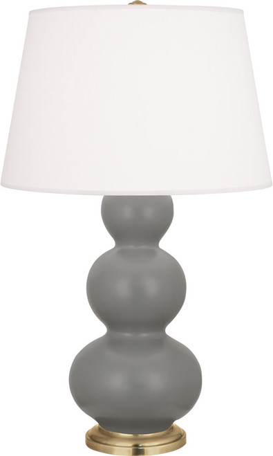 Robert Abbey MATTE-SMOKEY-TAUPE-TRIPLE-PEARL-TABLE-LAMP Triple Gourd Contemporary Matte Smokey Taupe Glazed Ceramic Table Lamp 