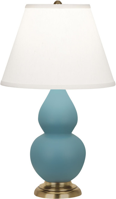 Robert Abbey MATTE-STEEL-BLUE-DOUBLE-PEARL-ACCENT-LAMP Double Gourd Modern Matte Steel Blue Glazed Ceramic Table Light 