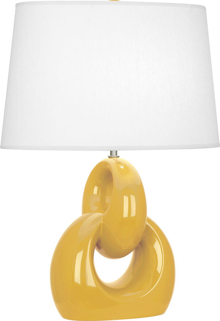 Robert Abbey SU981 Fusion Contemporary Sunset Yellow Glazed Ceramic Side Table Lamp 