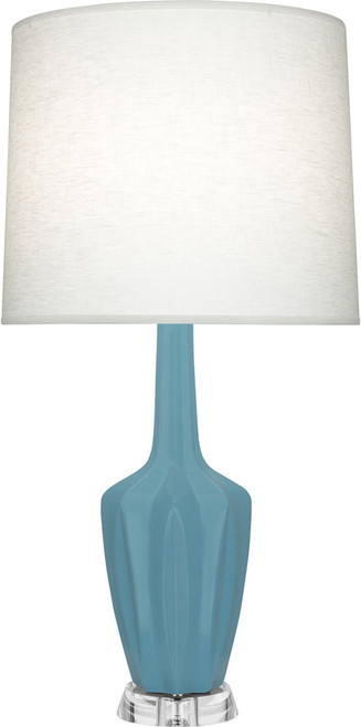 Robert Abbey MATTE-STEEL-BLUE-EMMA-TABLE-LAMP Emma Contemporary Matte Steel Blue Glazed Ceramic Table Light 