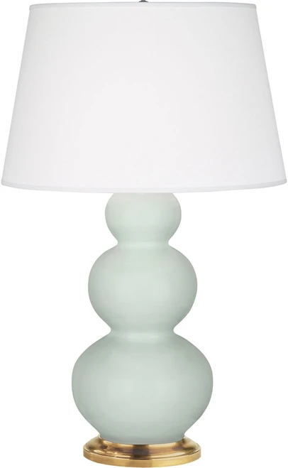 Robert Abbey TRIPLE-CELADON-PEARL-TABLE-LAMP Triple Gourd Contemporary Celadon Glazed Ceramic Lighting Table Lamp 