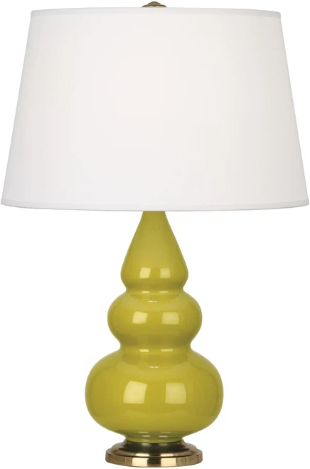 Robert Abbey TRIPLE-CITRON-PEARL-ACCENT-LAMP Triple Gourd Modern Citron Glazed Ceramic Table Lamp Lighting 