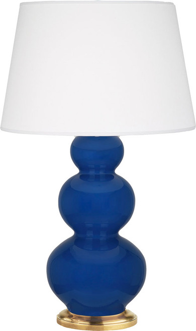 Robert Abbey TRIPLE-COBALT-PEARL-TABLE-LAMP Triple Gourd Modern Cobalt Glazed Ceramic Table Lamp 