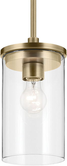Kichler Lighting 43996NBR Crosby Modern Natural Brass Mini Ceiling Light Pendant 