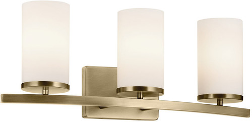 Kichler Lighting 45497NBR Crosby Contemporary Natural Brass 3-Light Bathroom Light 
