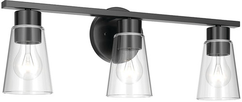 Kichler Lighting 55121BKCLR Stamos Modern Black 3-Light Bath Lighting Sconce 