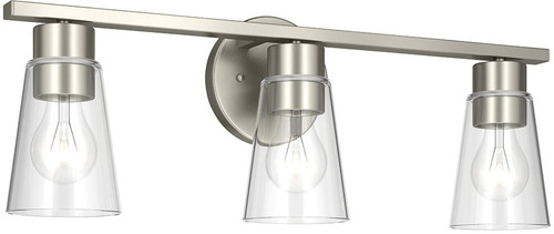 Kichler Lighting 55121NICLR Stamos Contemporary Brushed Nickel 3-Light Bathroom Light Sconce 