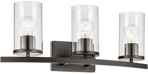 Kichler Lighting 45497OZCLR Crosby Contemporary Olde Bronze 3-Light Bath Lighting Fixture 