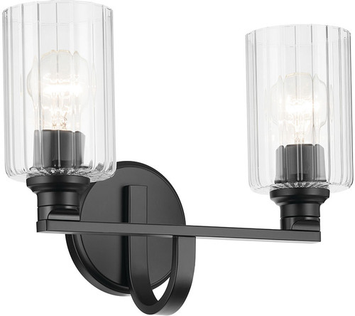 Kichler Lighting 55225BKFLU Gioe Modern Black 2-Light Bathroom Light Fixture 
