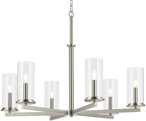 Kichler Lighting 44013NI Crosby Modern Brushed Nickel Chandelier Light 