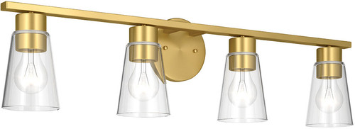 Kichler Lighting 55122BGCLR Stamos Modern Brushed Gold 4-Light Bathroom Vanity Lighting 