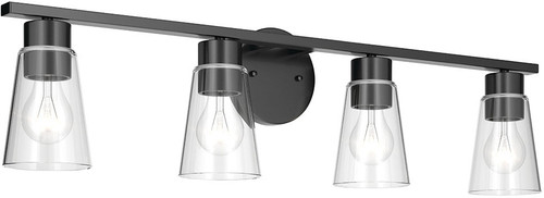 Kichler Lighting 55122BKCLR Stamos Contemporary Black 4-Light Bathroom Light Sconce 