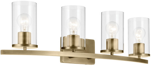 Kichler Lighting 45498NBRCLR Crosby Contemporary Natural Brass 4-Light Vanity Light Fixture 