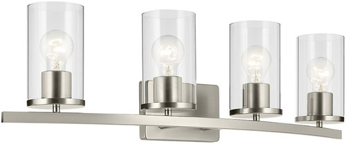 Kichler Lighting 45498NICLR Crosby Contemporary Brushed Nickel 4-Light Bath Lighting Fixture 