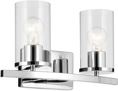 Kichler Lighting 45496CHCLR Crosby Contemporary Chrome 2-Light Bath Light Fixture 