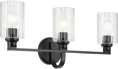 Kichler Lighting 55226BKFLU Gioe Contemporary Black 3-Light Bathroom Lighting Fixture 